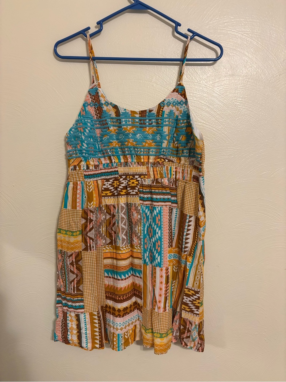 Savanna Jane Embroidered Boho Swing Cami Tank Top Medium Aztec Tribal Print - Picture 1 of 8
